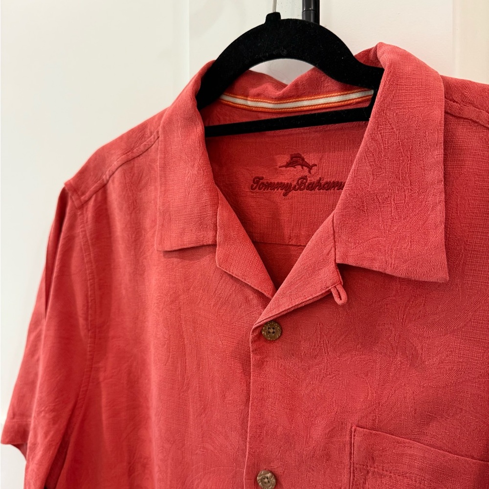Tommy Bahama Red Silk Button Down Shirt